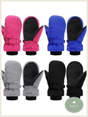Kids Winter Waterproof Ski Mittens Warm Snow Gloves